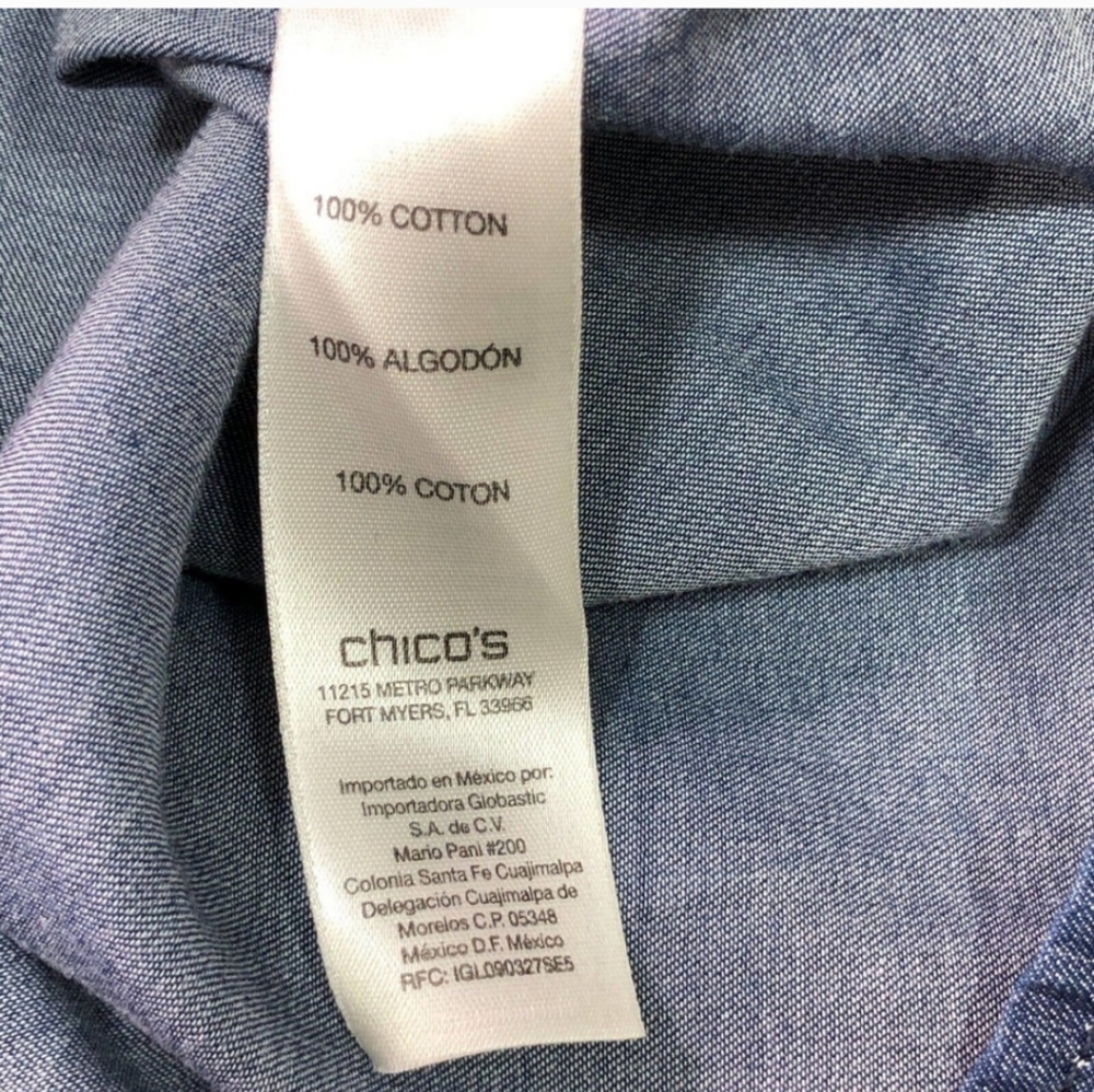 Chico's Denim Blue Smocked Top - Picture 6 of 7